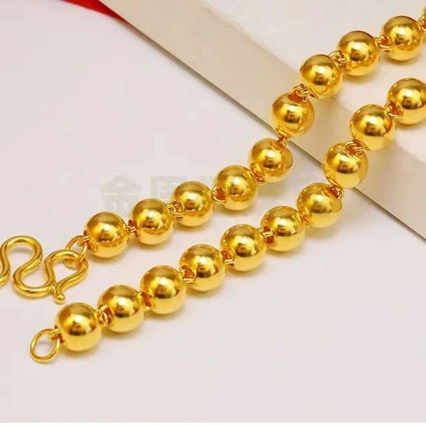 项链 2024新款男士 卡12光珠项链 亮面空心时尚