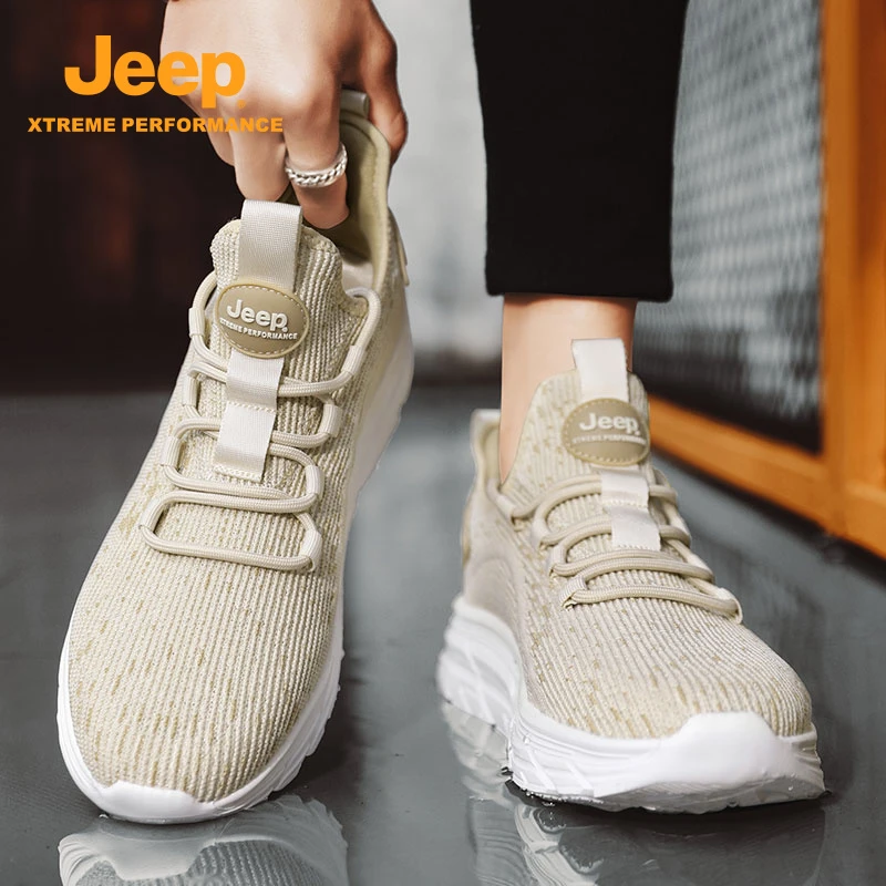 JEEP/吉普男鞋夏季百搭休闲飞织软底网鞋男士透气跑步运动鞋潮鞋