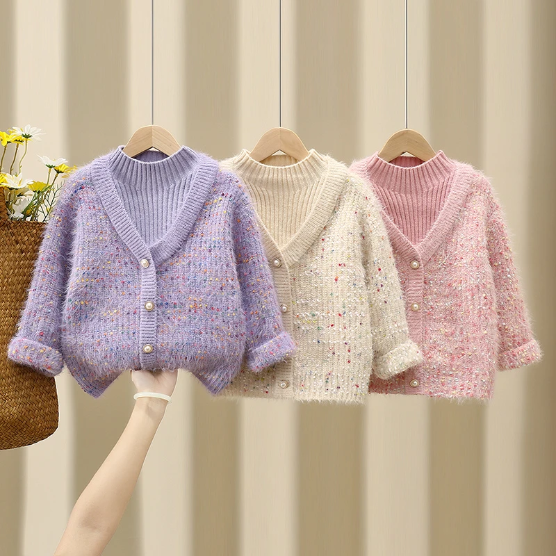 恬恬娃女童针织衫毛衣韩版秋冬加厚洋气百搭女宝宝上衣打底不起球