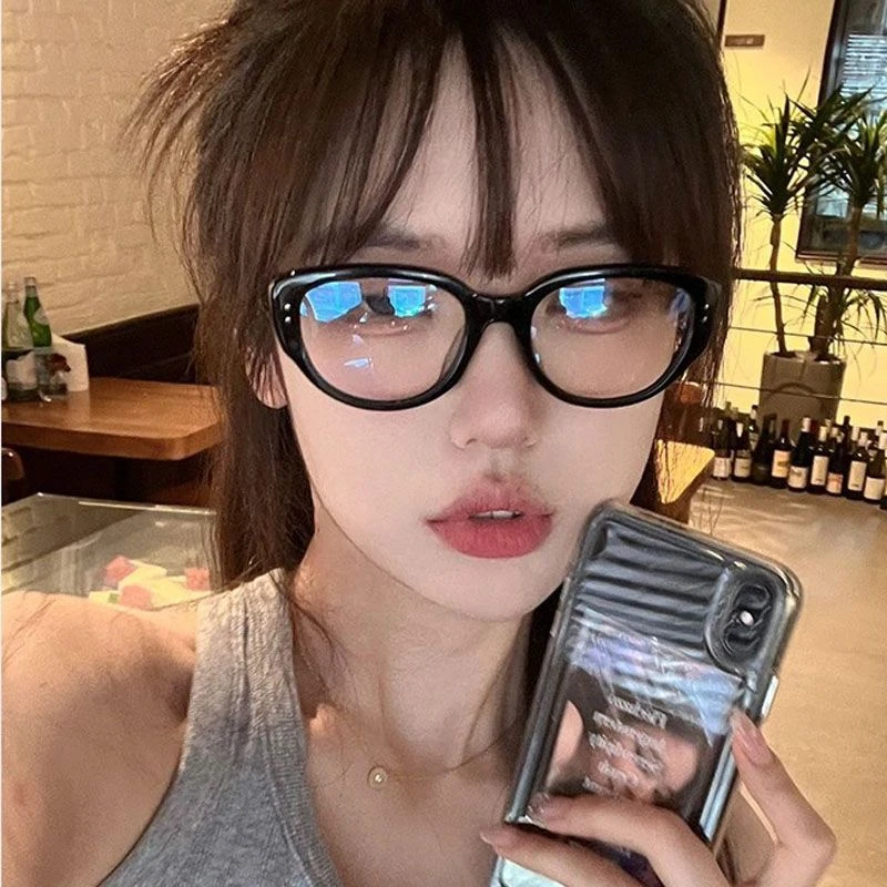 猫眼镜框女近视镜架黑框素颜神器超轻黑色方圆脸配度数网红百搭