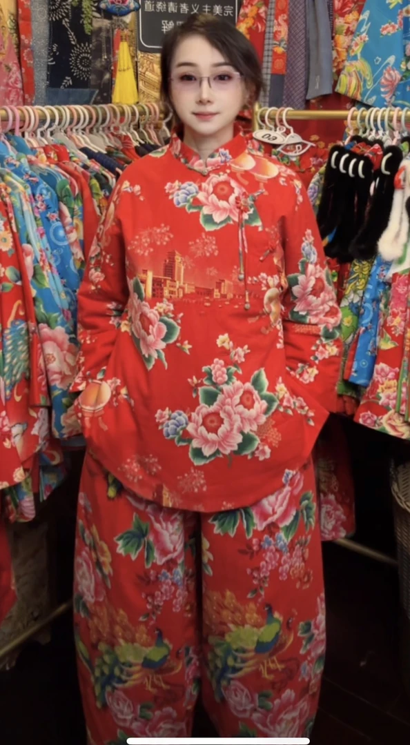 返潮复古向日葵中长棉袄，非遗传统手工制作，有意者直播间订制选款