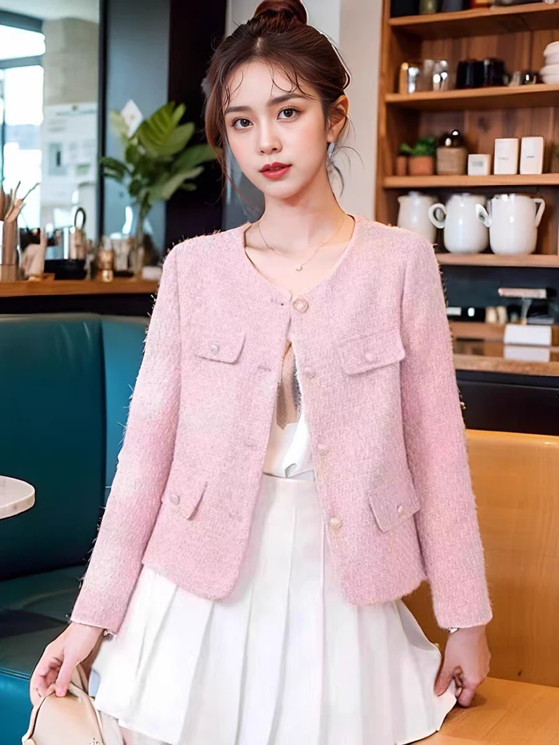 法式小香风外女2024秋冬新款高级感气质小众短款小西装上衣