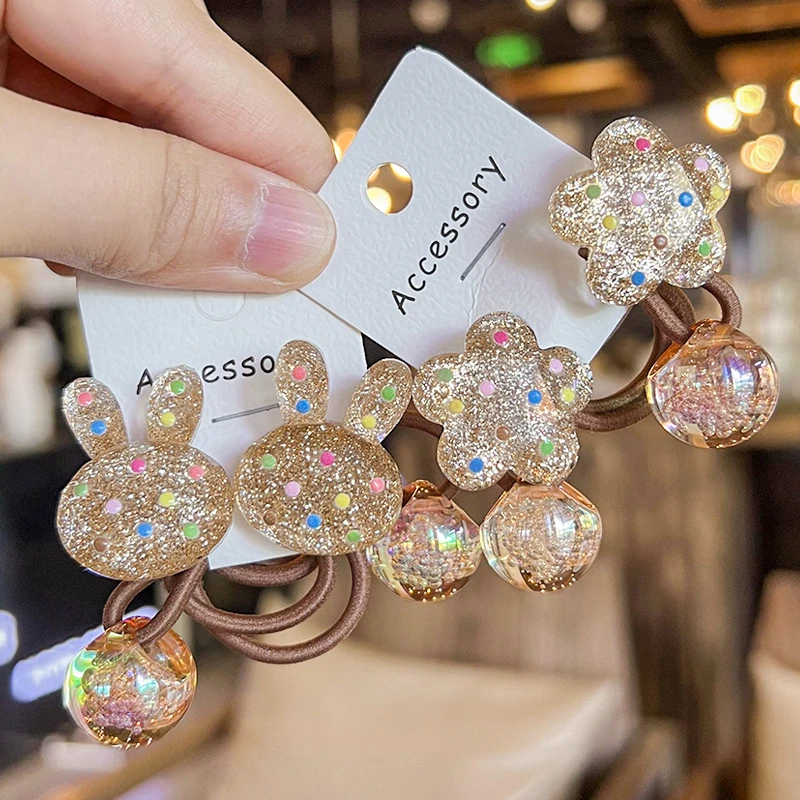 马尾发圈发饰金色闪亮波点卡通皮筋女童发绳高弹力绕绕头绳头饰品