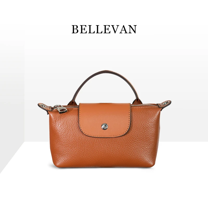 【BELLEVAN】宝丽梵2024款头层牛皮时尚百搭单肩小众女士斜挎手提包
