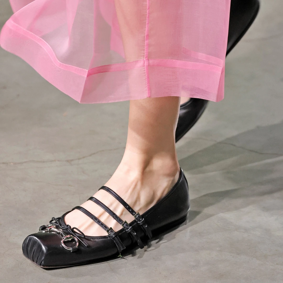 「真皮鞋底」猪鼻孔芭蕾鞋舒适方头懒人鞋平底蝴蝶结玛丽珍浅口单鞋