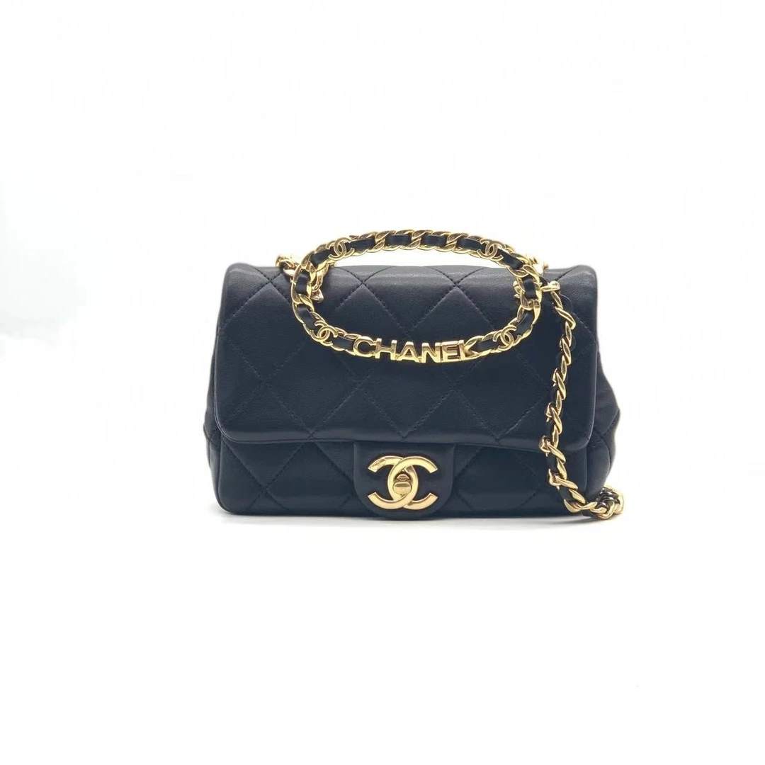 95新 Chanel/香奈儿 牛奢网/香奈儿 黑金方胖子链条包/23C