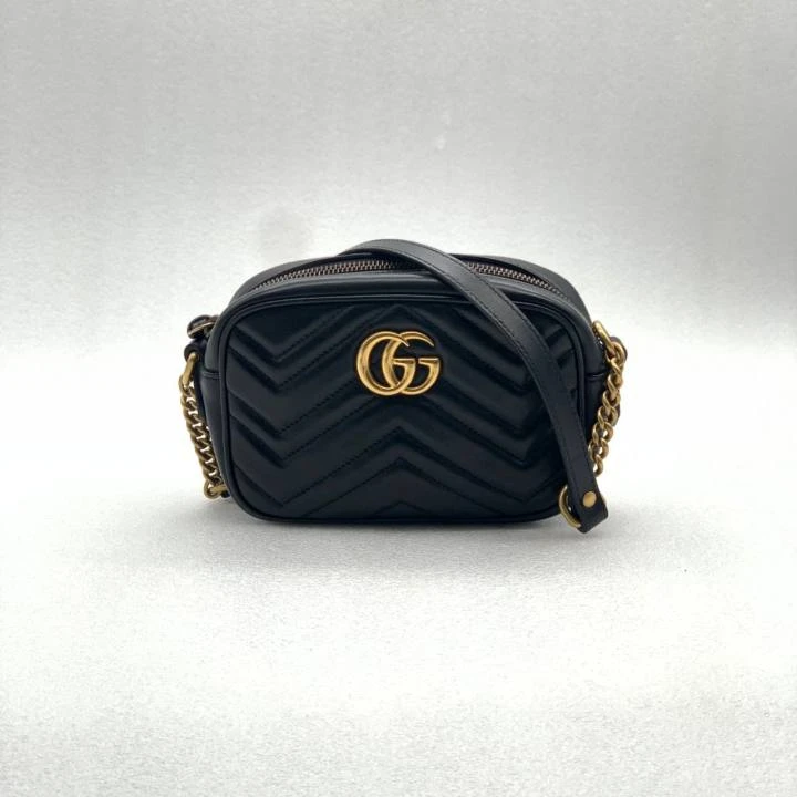 95新 GUCCI/古驰  黑金小号马蒙相机包/