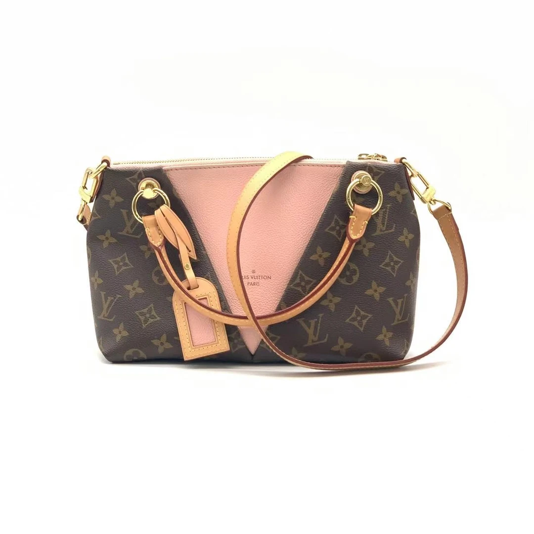 95新 LouisVuitton/路易威登 牛奢网周年庆/拼粉V纹传奇bb单肩包