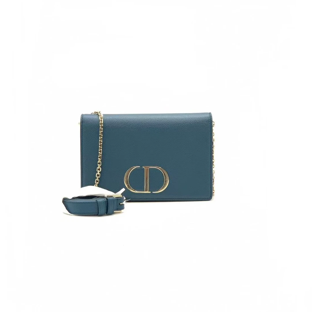 95新 DIOR/迪奥 雾霾蓝蒙田三合一链条包