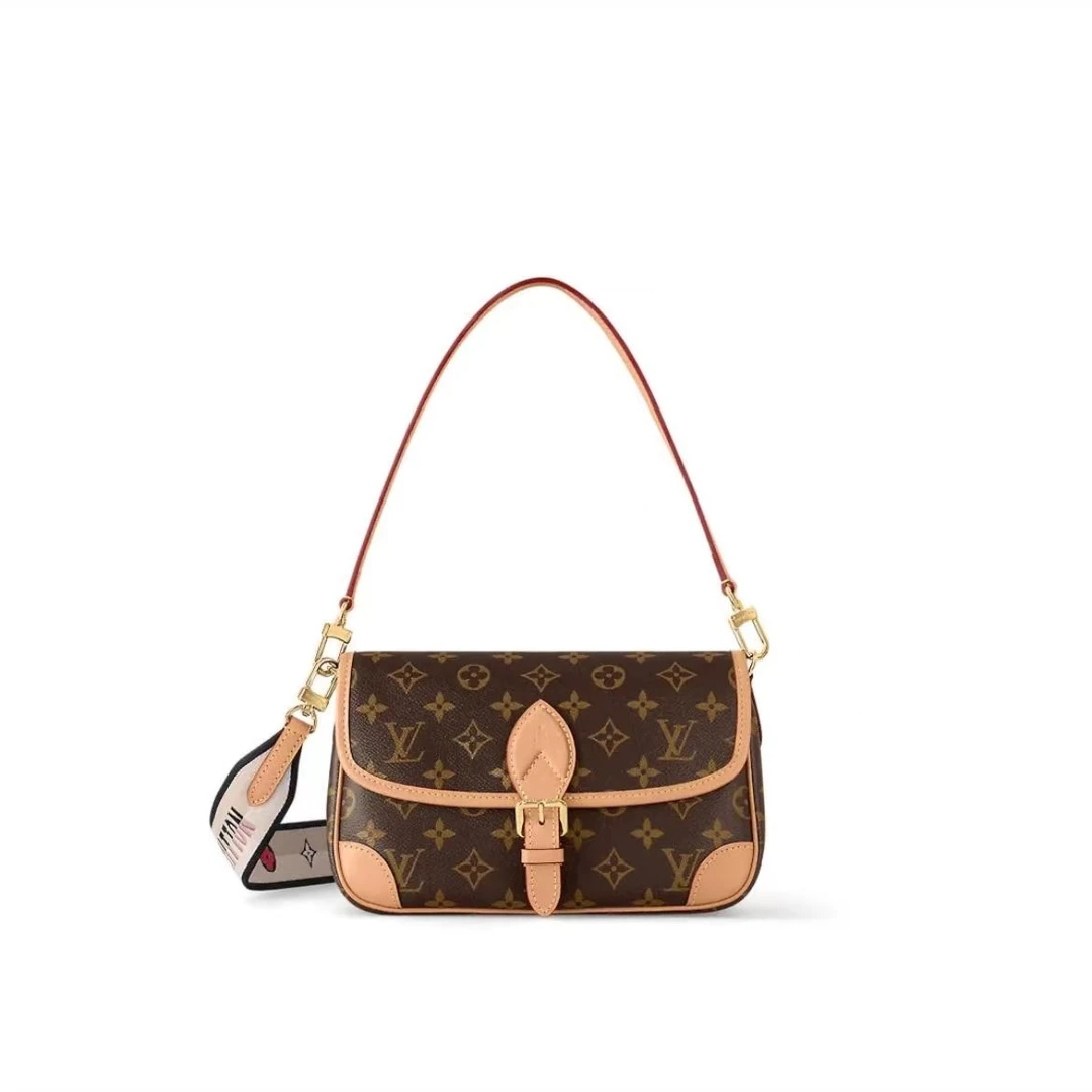 99新 LouisVuitton/路易威登 老花法棍斜跨包黑肩带