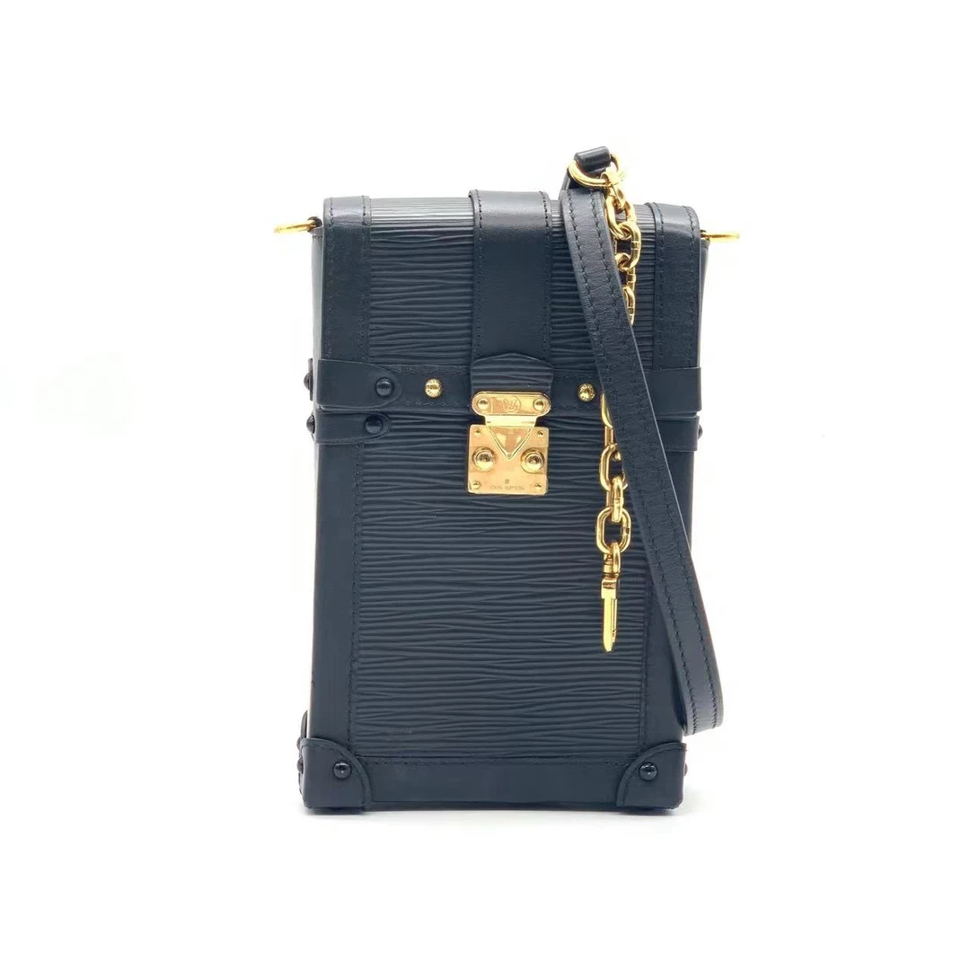 95新 LouisVuitton/路易威登 牛奢网周年庆/黑色水波纹竖版手机包