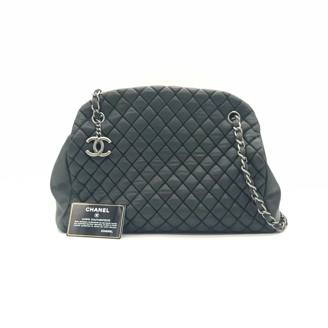 95新 Chanel/香奈儿  灰绿色菱格保龄球托特包/17开