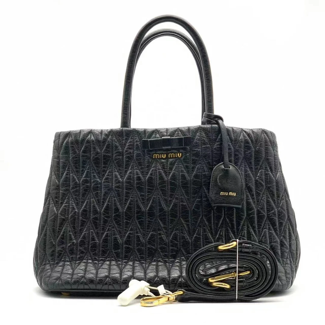95新 MIU MIU/缪缪 牛奢网/miumiu手提包斜跨包黑色