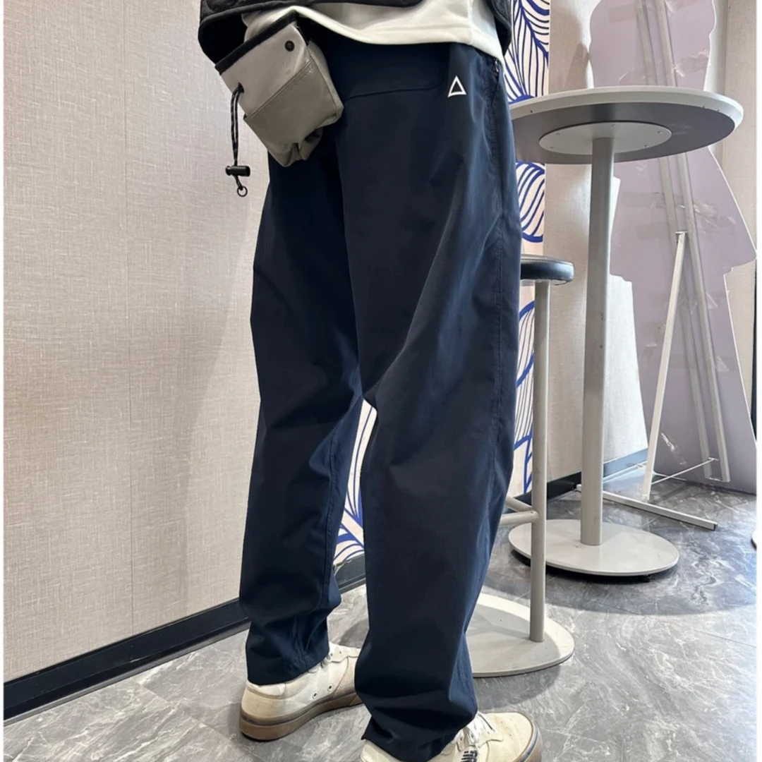 秋冬新款加绒加厚机能小三角白标宽松休闲裤工装裤男女同款休闲裤