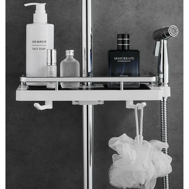 PHITO免打孔通用花洒置物架浴室淋浴间收纳挂件花洒杆置物篮耐用