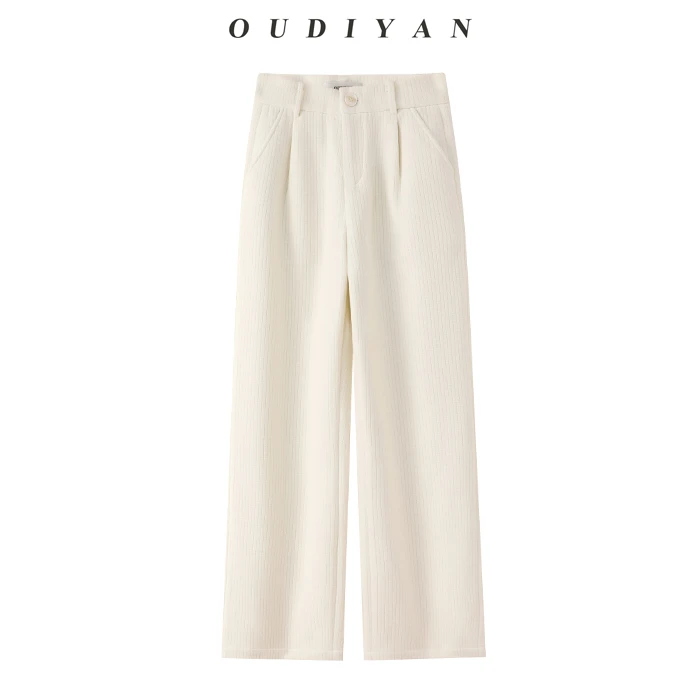 OUDIYAN | 小个子高端女装 秋季窄版阔腿裤休闲裤女直筒裤