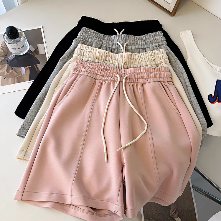 胖MM200斤大码软糯空气层短裤女薄款宽松显瘦阔腿休闲运动五分裤
