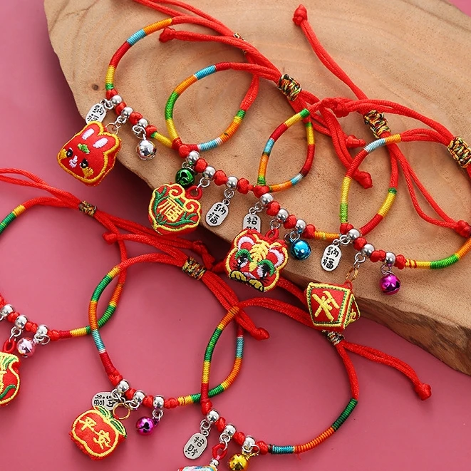 合金布艺手链 2023端午节五彩绳手链手工编织情侣手绳儿童节手饰