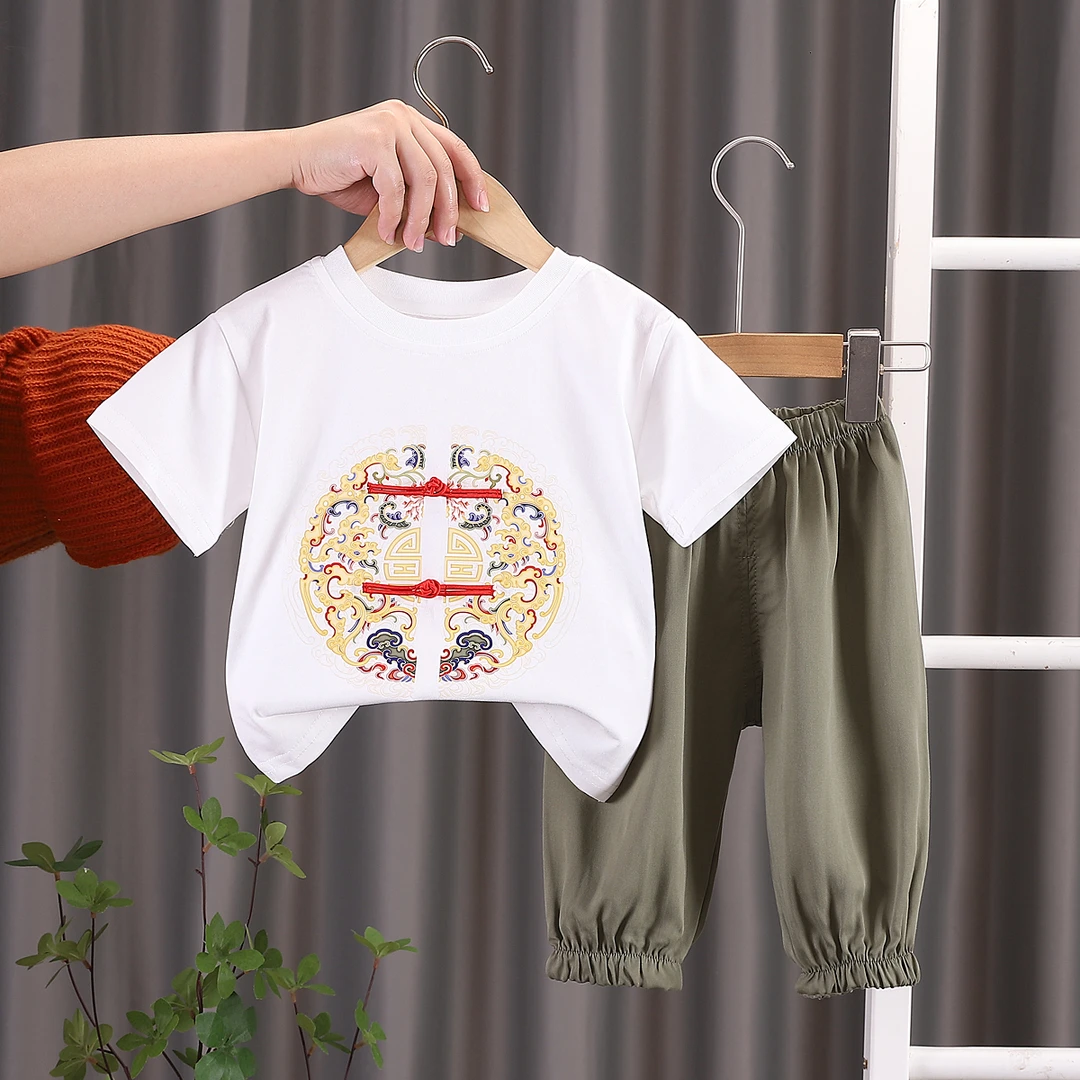 2024新款时尚中国风夏季薄款男童帅气潮流套装