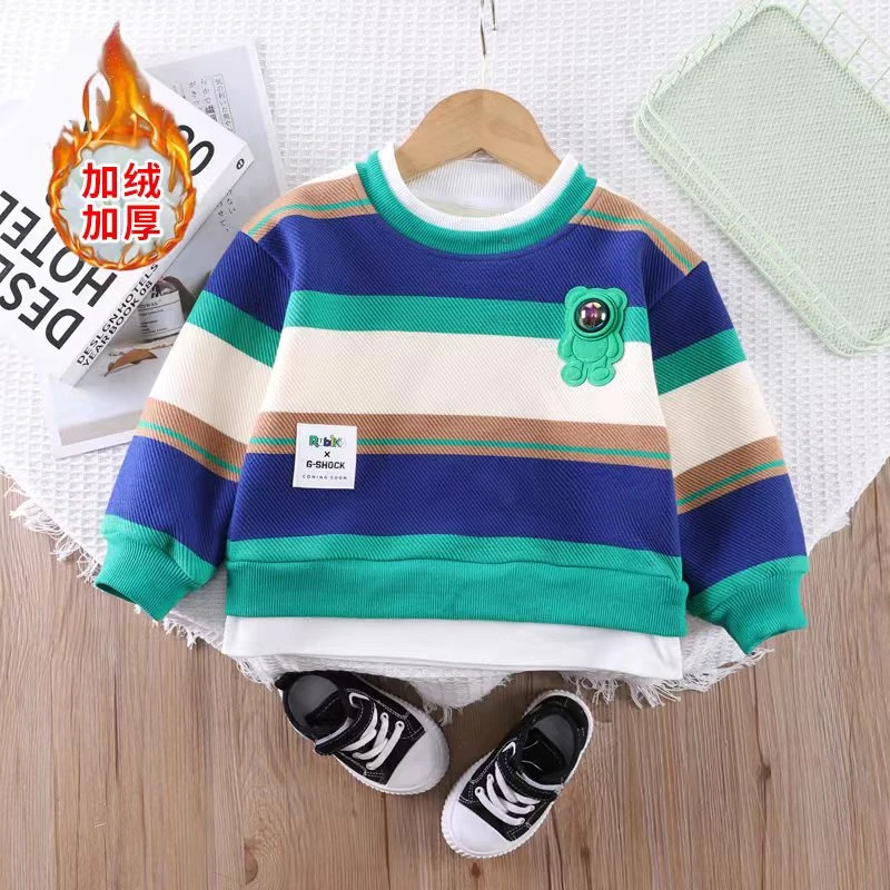 男童加绒卫衣冬款2024新款大儿童冬季上衣帅气潮长袖秋冬套头卫衣