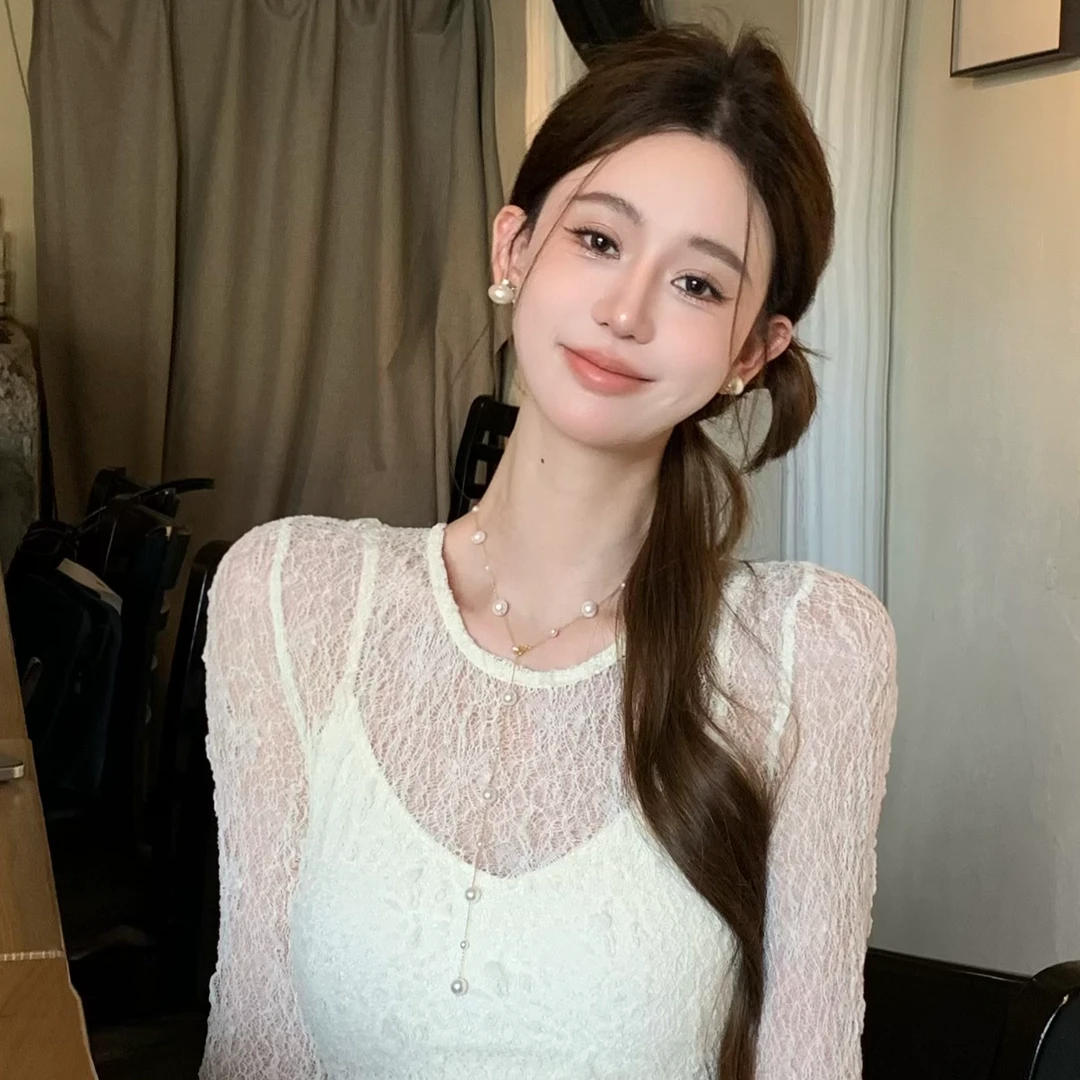 合金仿珍珠项链 【满天星】纯银仿珍珠项链多戴气质百搭秋冬款