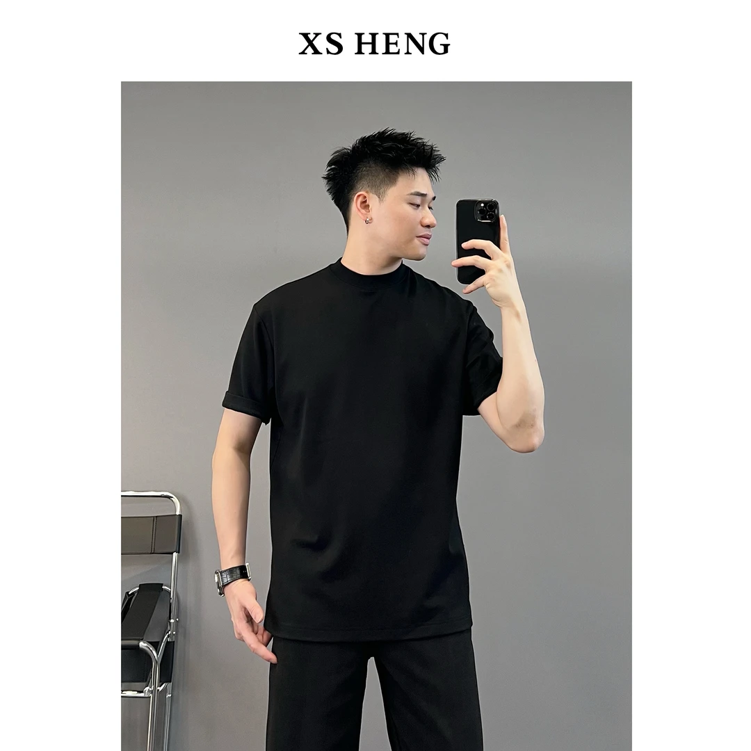 秋季系列/280克重磅米兰绒简约纯色小领口T恤W嘉尔桐款#Q1