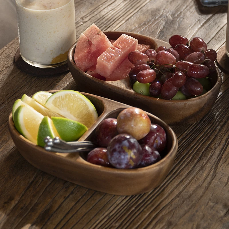 PZ050（邱师傅）手工特色胡桃木双格果盘