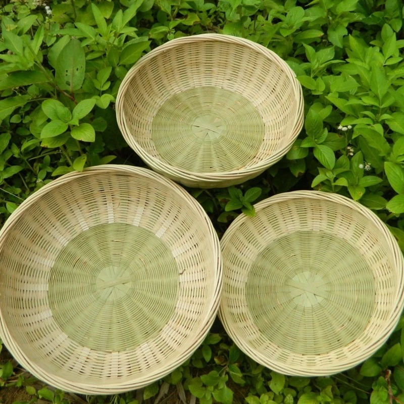 LZ010（邱师傅）竹编头层皮青丝篮三件套