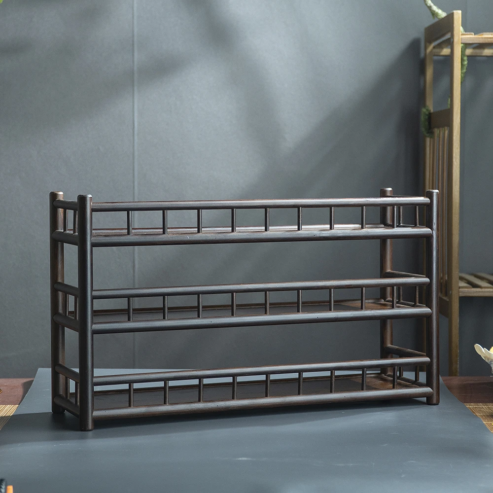 CBJ023 40（邱师傅）三层楠竹深色色架子长40宽15高33