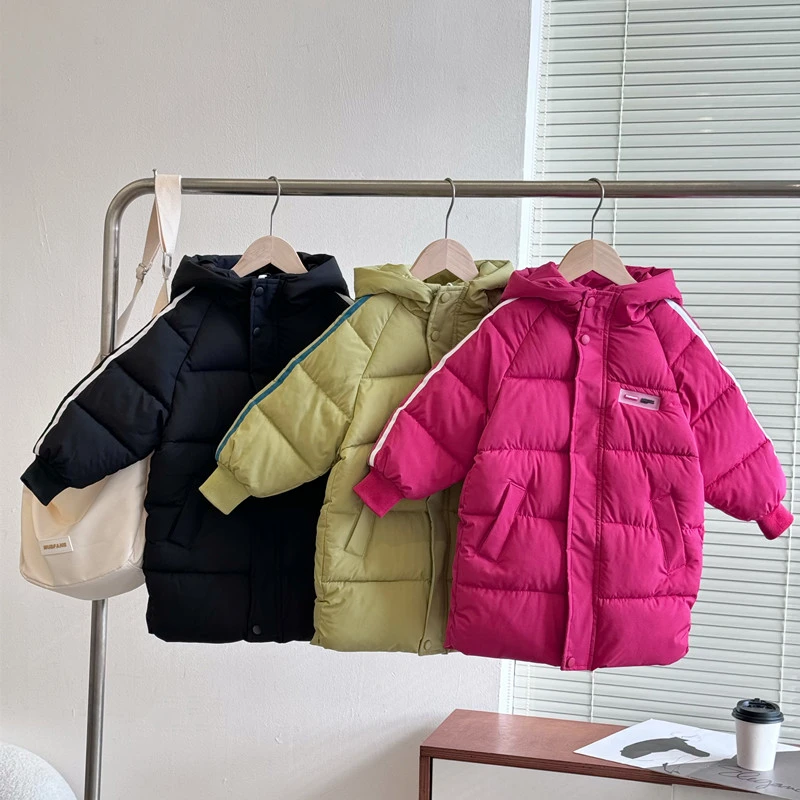 木木屋23儿童中长款加厚棉服男女童洋气连帽中大童棉衣韩版冬棉袄