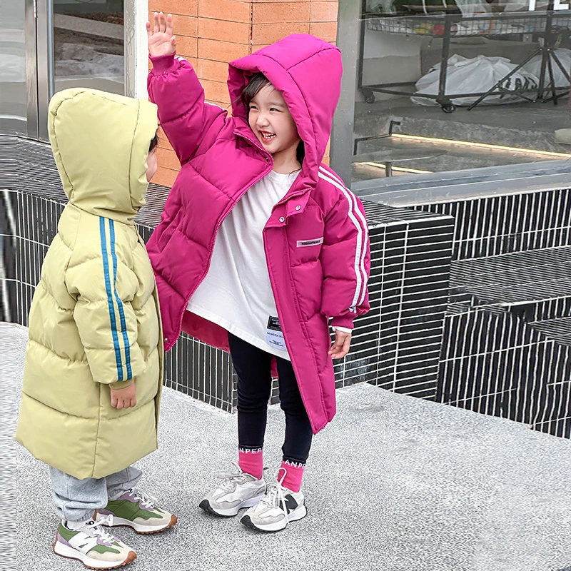 木木屋儿童棉衣韩版冬季棉袄中长款加厚棉服男女童洋气连帽中大童