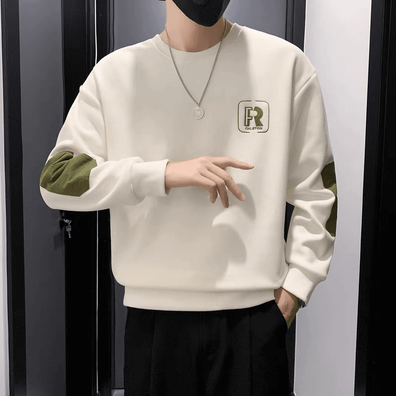 男士春秋卫衣2023新款印花长袖打底衫冬天加绒加厚圆领外套男上衣