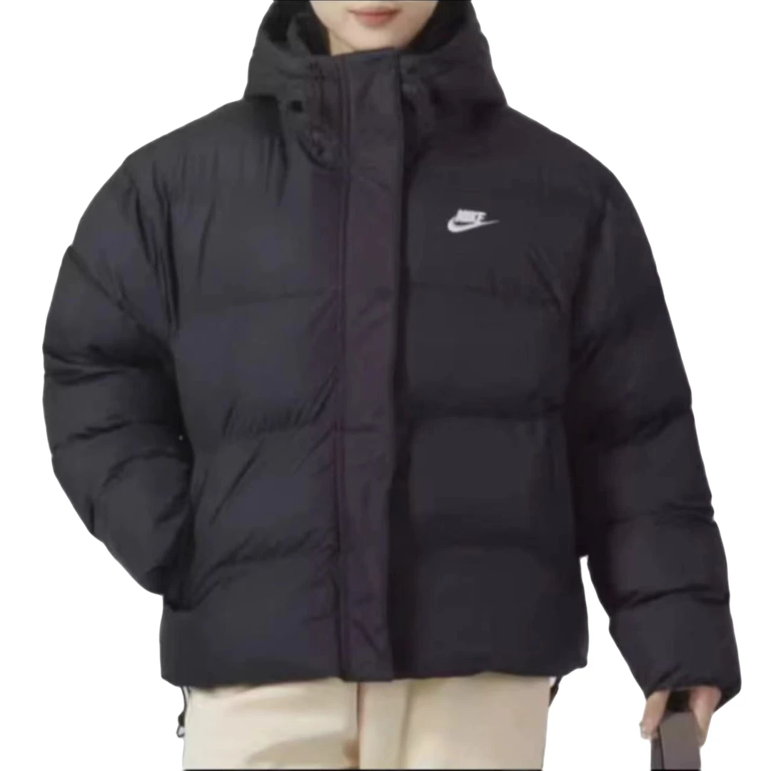 Nike/耐克 黑色女款保暖短款连帽运动面包棉服 FD8291010