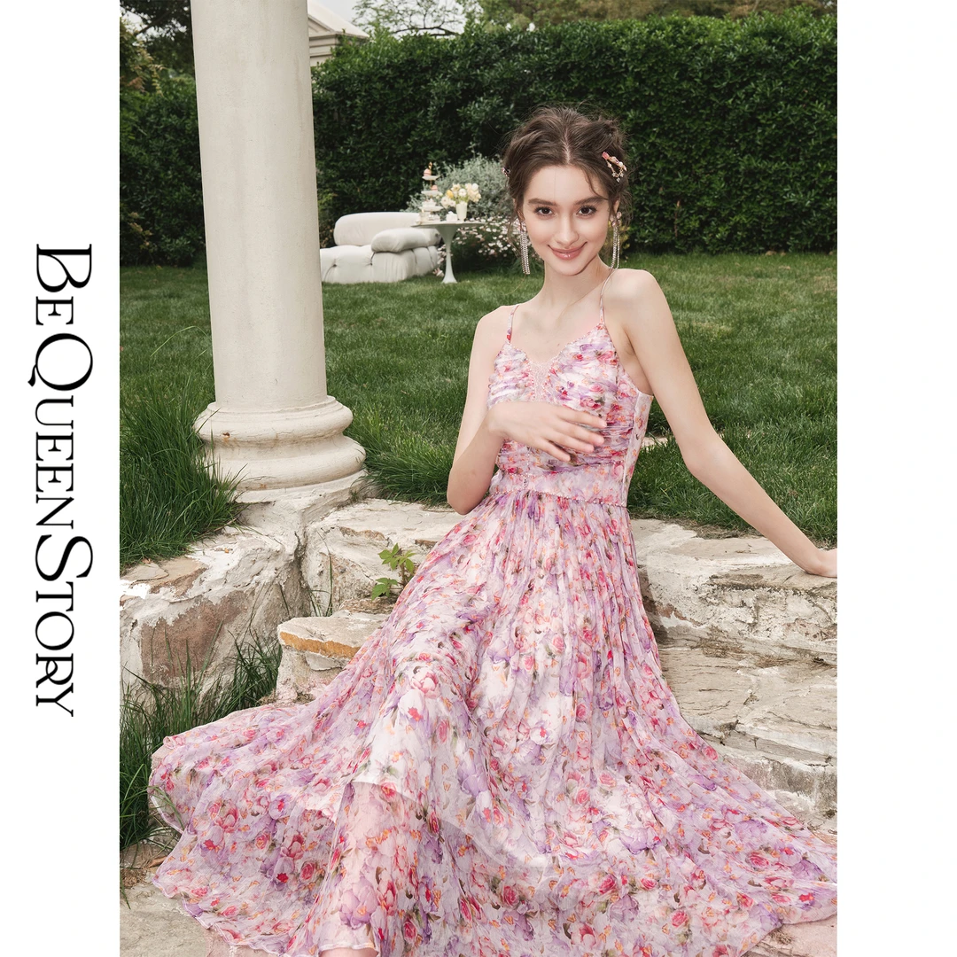 BeQueenStory【海德薇花园】法式轻奢性感真丝吊带连衣裙