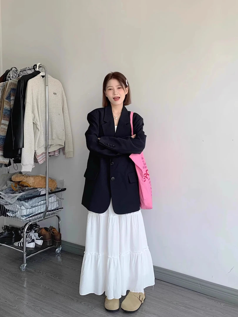 2025秋冬新款黑色西装外套女小个子oversize韩版廓形休闲气质西服