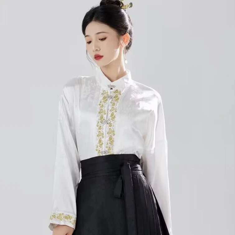 玖颜醉【金丝立领】重工刺绣中国风复古明制汉服日常四季款百搭衬衣