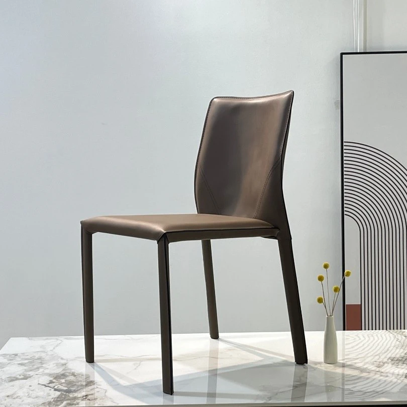洛克椅意式极简餐椅现代简约马鞍皮餐椅酒店椅子家用轻奢马鞍椅