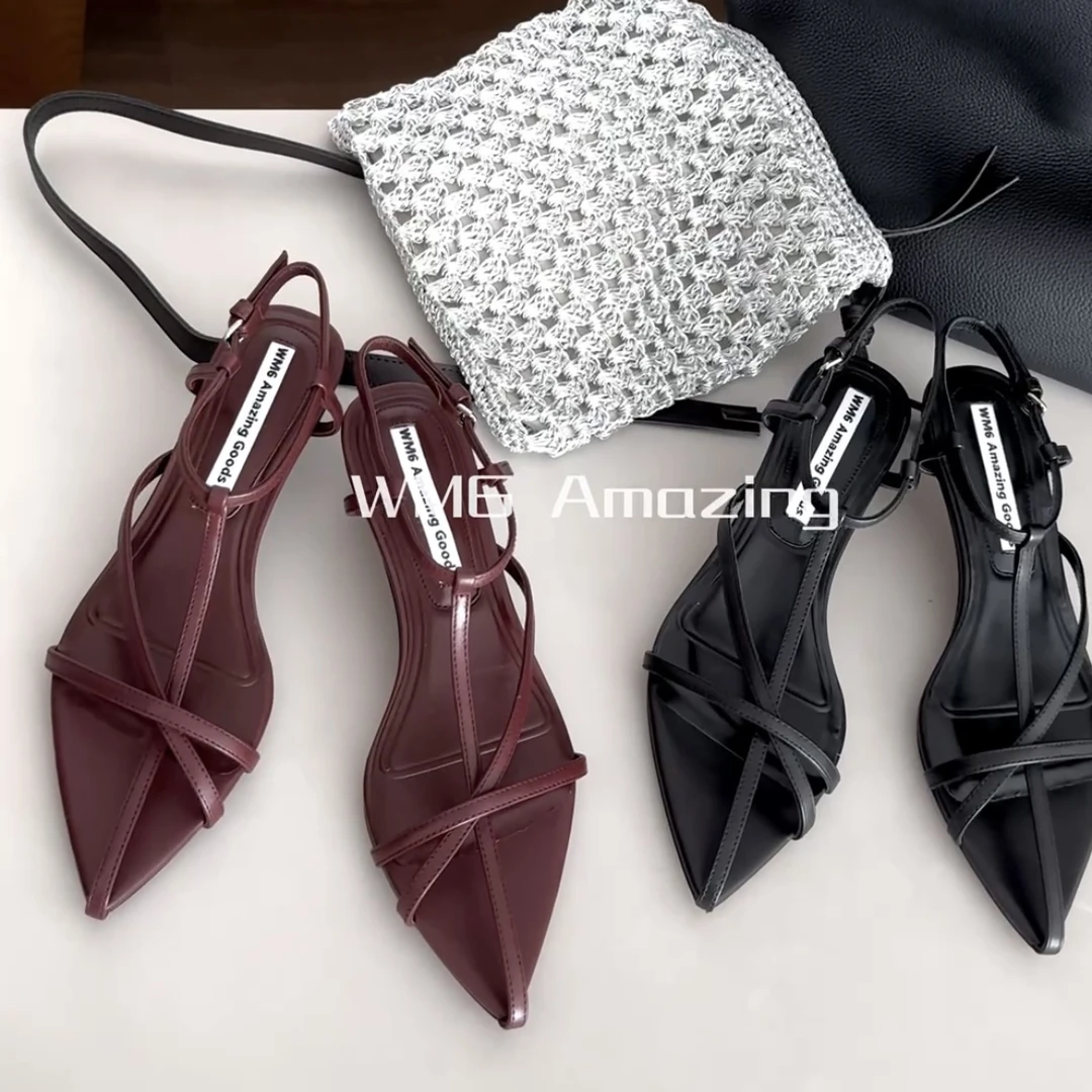 wm6女鞋夏季法式气质网红尖头细跟凉鞋小众设计感性感百搭829-3