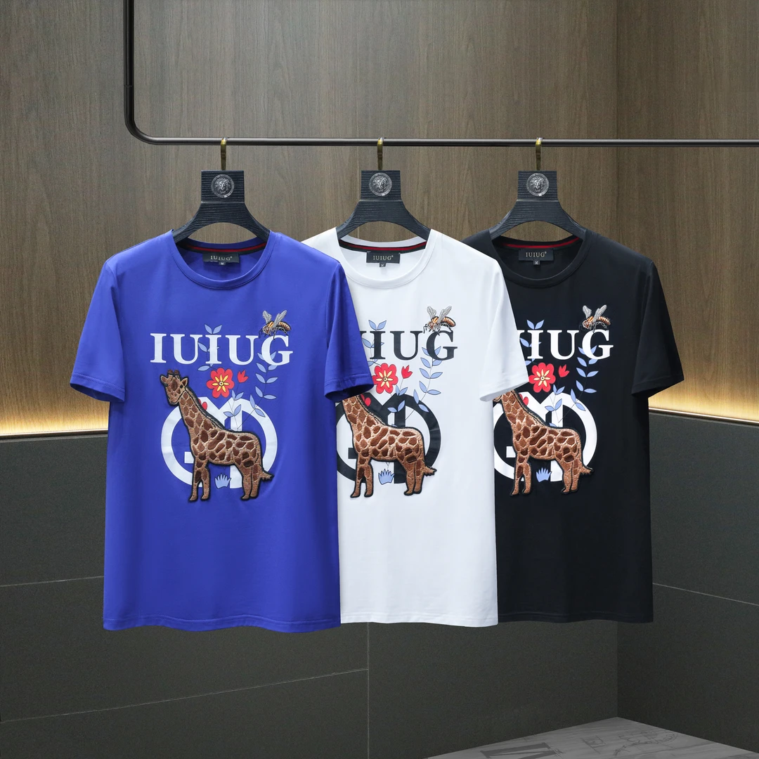 IUIUG2024轻奢百搭短袖上衣休闲韩版男士时尚夏季潮流-87529圆领