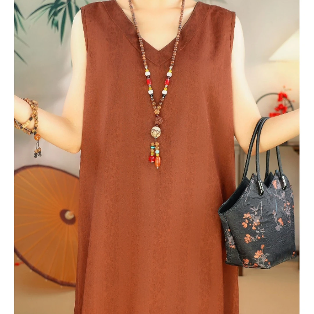 【芳华新中式-素雅】老料香云纱双面双穿背心连衣裙上身雍容华贵气