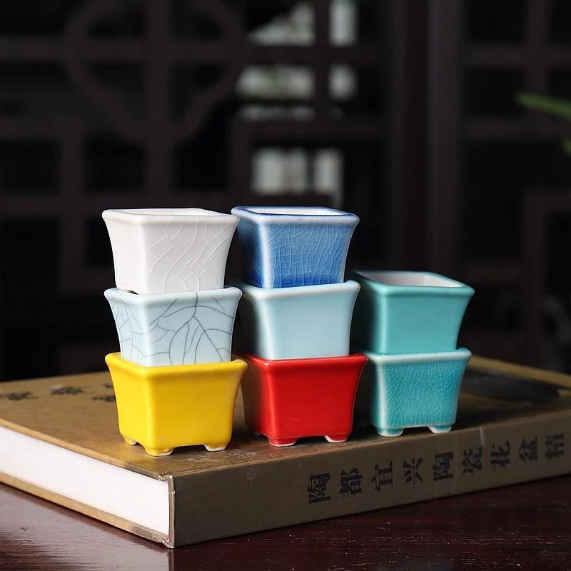 暖暖花器/精品手工釉盆/陶瓷拇指花盆豆盆超小多肉专用陶瓷花盆
