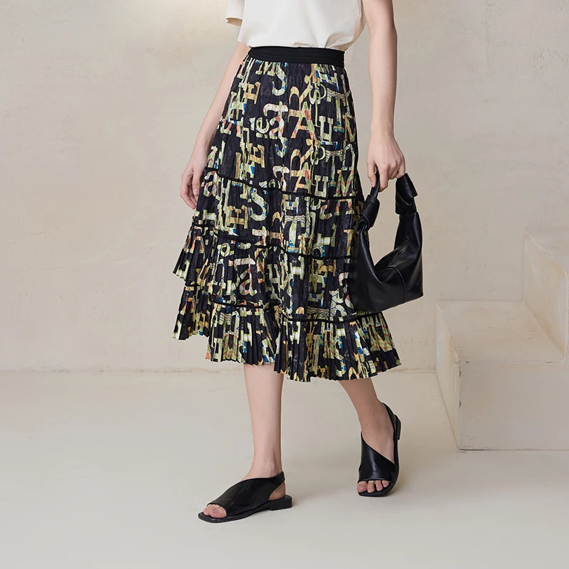 MSLAN【商场同款】半身裙女夏季气质时尚不规则拼接半裙女 MEBM8302