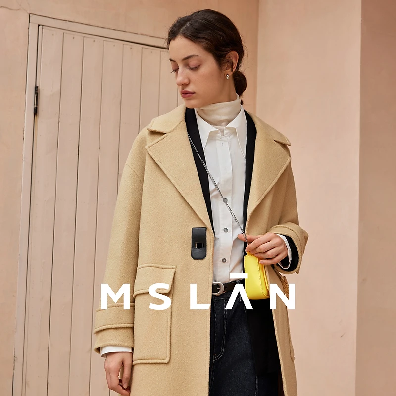 MSLAN【商场同款】冬季新款时髦知识分子双面呢大衣MEDE3319