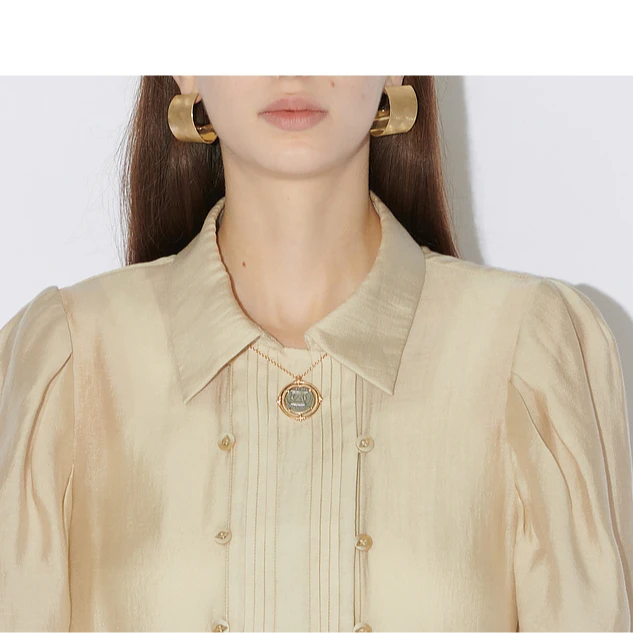 MSLAN【薄荷曼波】新款法式复古双排扣百搭长袖衬衫   MECE1418