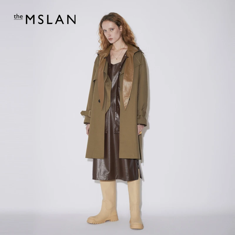 MSLAN【商场同款】长袖绑带收腰风衣时尚休闲气质宽松外套 MEAM2406