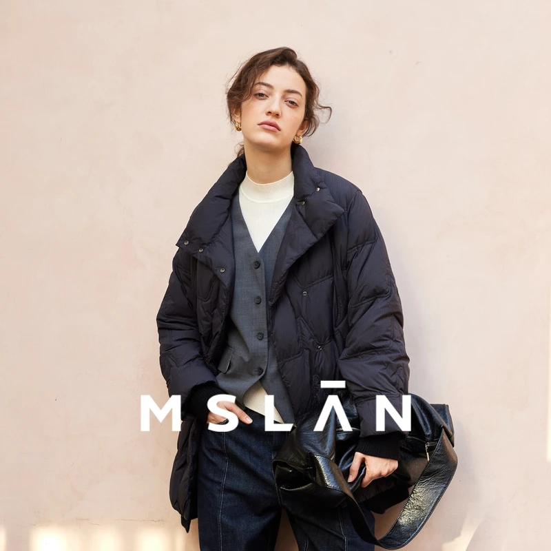 MSLAN【商场同款】冬季新款立领女不规则下摆短款羽绒服 MEDM3111