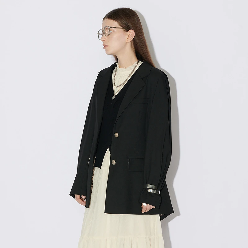 MSLAN【商场款】春季新款单排扣时尚设计感收腰西装外套女 MECA2506