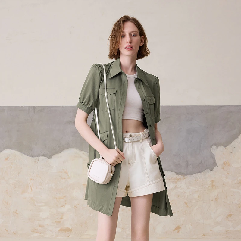 MSLAN【薄荷曼波】新款显瘦气质时尚休闲女士工装连衣裙女 MFBE4108