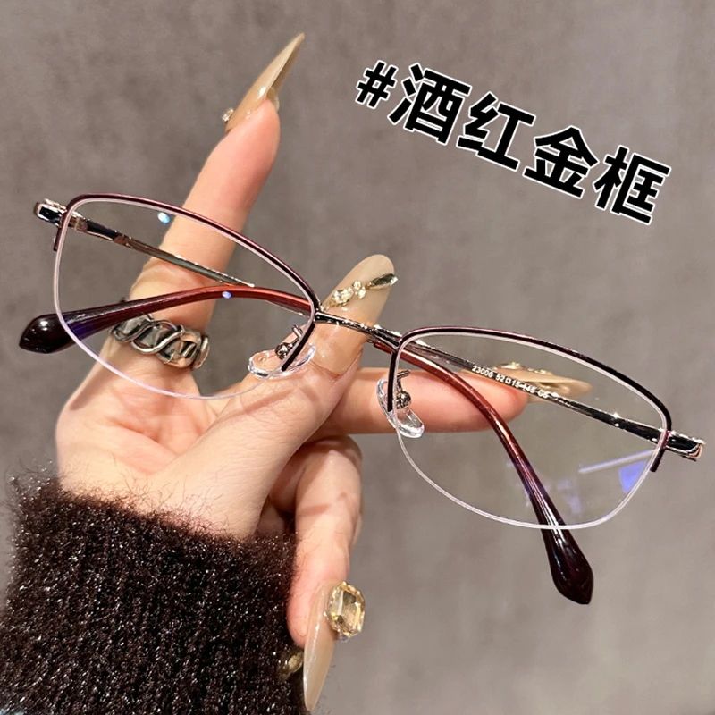 文艺新款椭圆全框显瘦金色气质简约时尚眼镜框近视有度数蓝光辐射