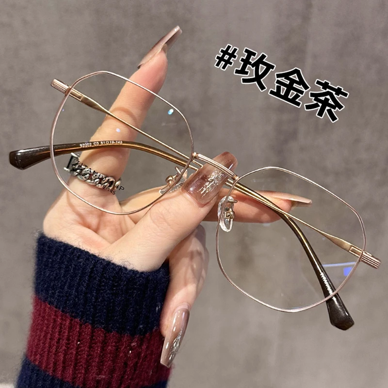 韩版新款超轻全框钛合金眼镜框文艺复古潮流女可配近视眼镜圆形架